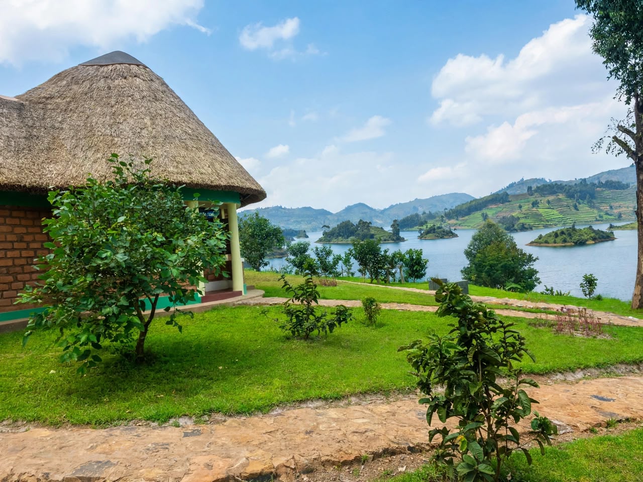 Lakeview cottage exterior at Nyamunyonyi Lake Resort, Lake Bunyonyi