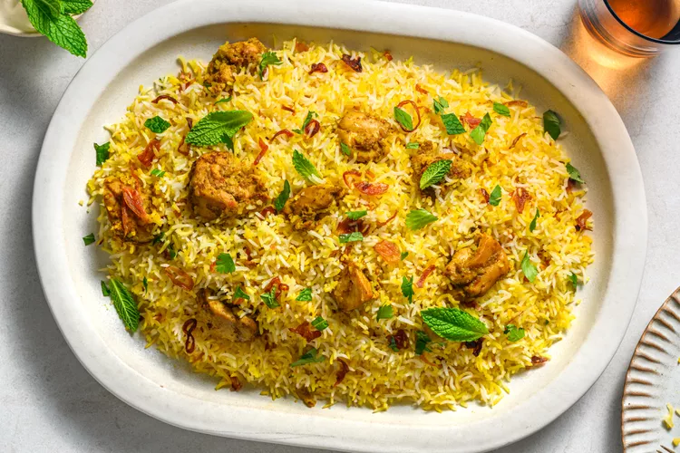 Chicken biryani rice dish