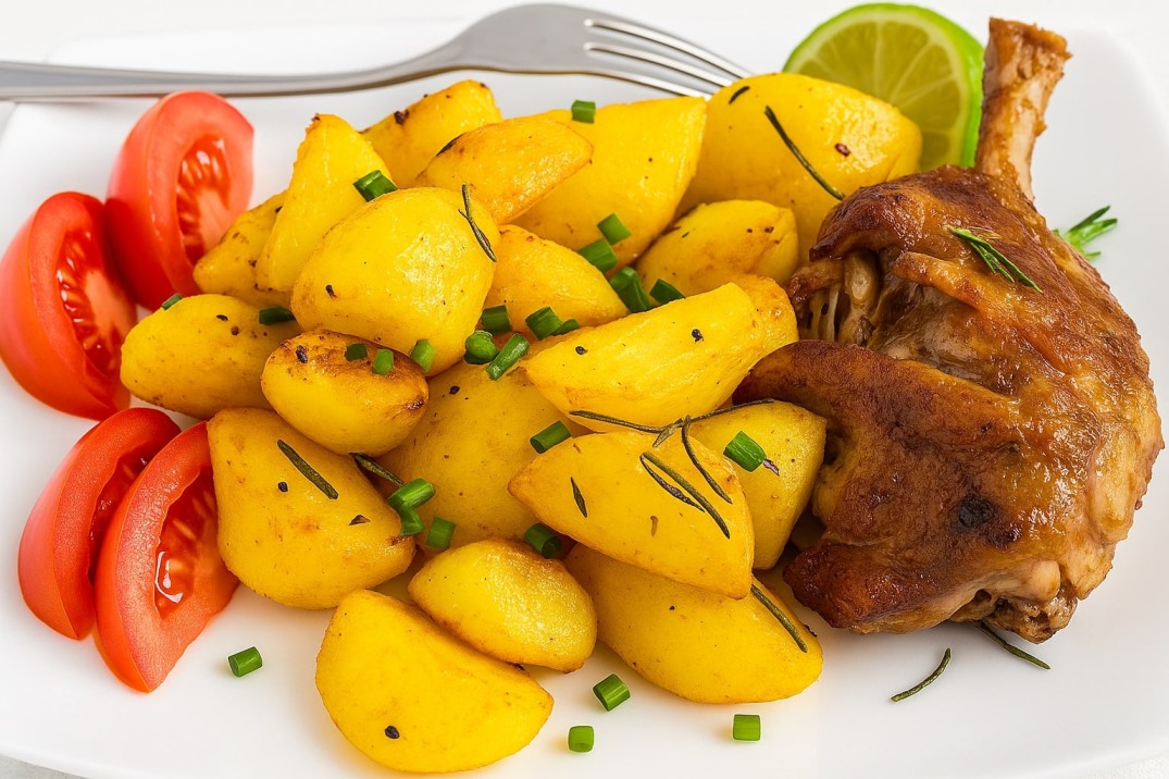 Grilled chicken and chips dish