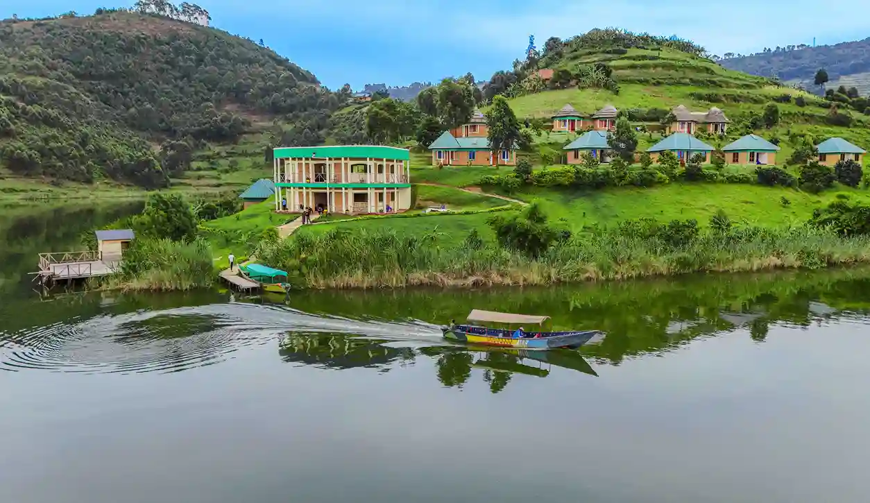View of Lake Bunyonyi from Nyamunyonyi Lake Resort